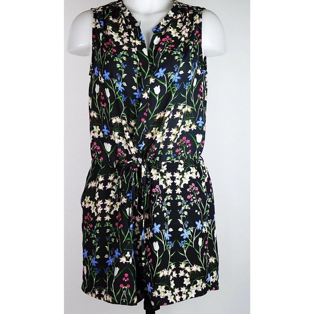 Black Floral Romper Size 6, Sleeveless Pockets Lightweight Festival Boho Summer